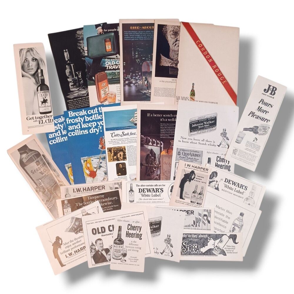 Vintage Liquor Champagne Print Advertisements Lot Of 25-1960s-Various Sizes